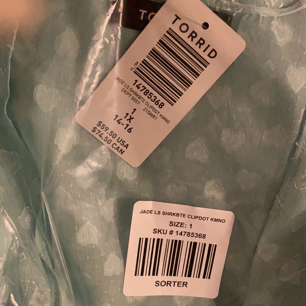 NWT TORRID Mint Clip Dot Shark Bite Kimono - Picture 8 of 8